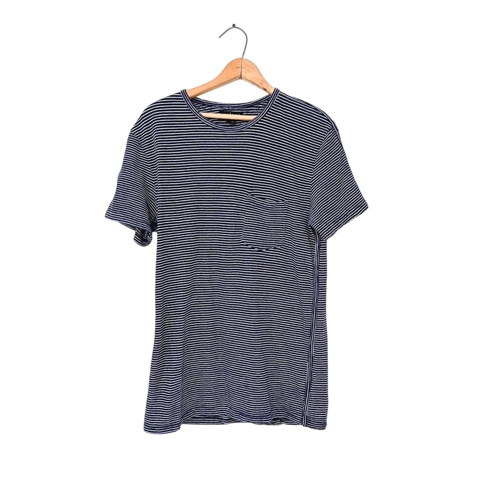 Velvet by Graham & Spencer Cotton‎ Linen Blend Striped Crew T-shirt - Small